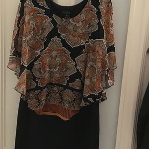 Stretch sheath dress w Chiffon kerchief top